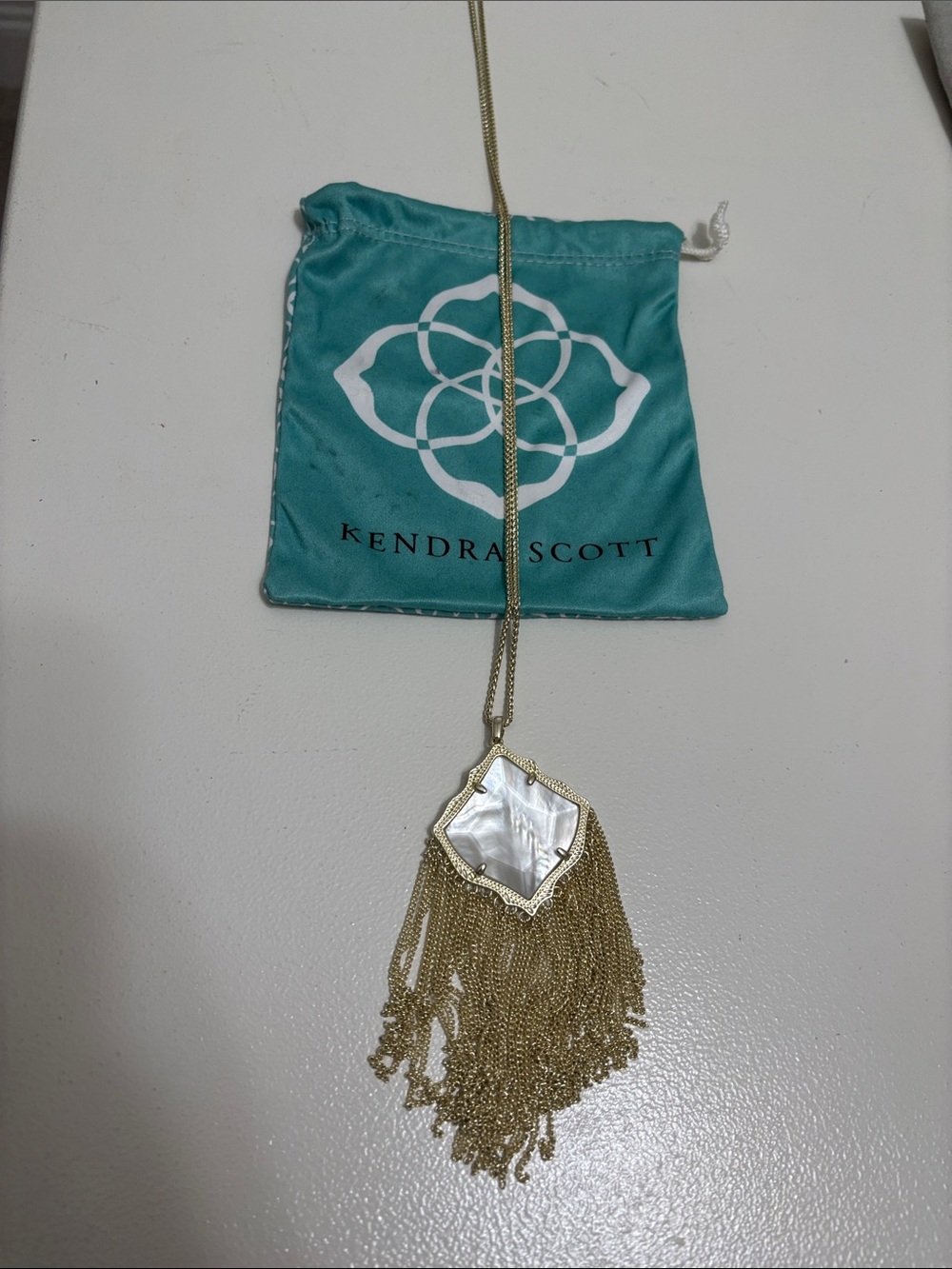 Kendra Scott Gold-Tone Tassel Necklace with Mother-of-Pearl Pendant